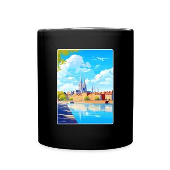 Nantes France Travel Poster Souvenir Painting WPA - Full Colour Mug - black - Front