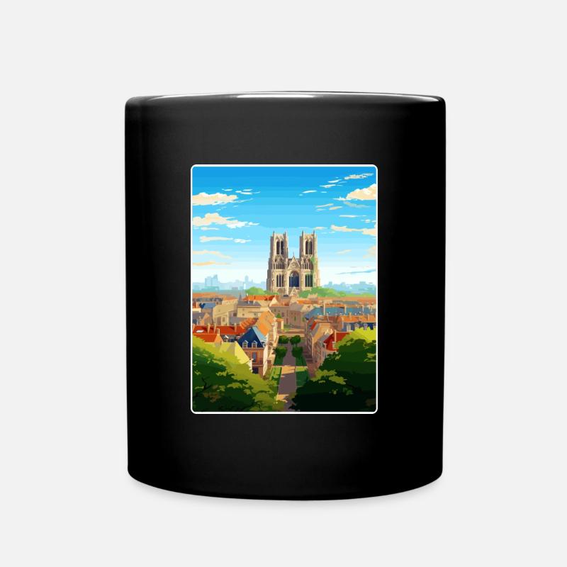 Reims Frankreich Reise Poster Souvenir Postkarte Farbe - Tasse einfarbig - Schwarz