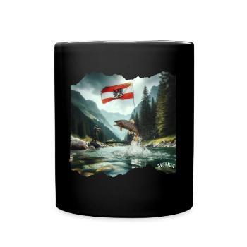AUSTRIA Home of Fishing Trout - Tasse einfarbig - Schwarz - Vorne