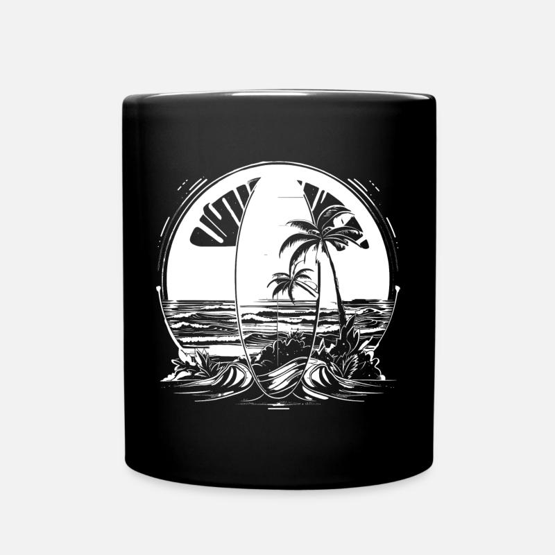 Surfen Illustration - Tasse einfarbig - Schwarz