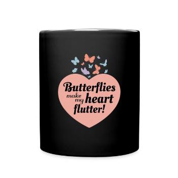 papillon papillons insecte collectionneur coeur amour - Mug uni - noir - Devant