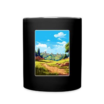 Troie Turquie Voyage Affiche Souvenir Carte Postale Peinture - Mug uni - noir - Devant