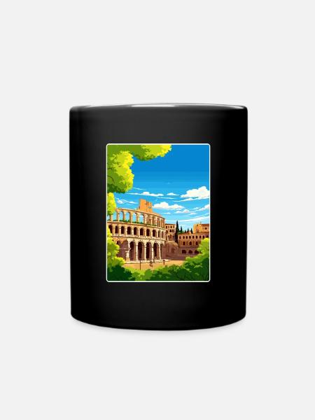 Vérone Italie Affiche de voyage Souvenir Carte Postale Peinture - Mug uni - noir