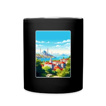 Istanbul Türkei Reise Poster Souvenir Farbe WPA - Tasse einfarbig - Schwarz - Vorne
