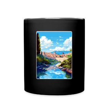Dubrovnik Kroatien Reise Poster Souvenir Farbe WPA - Tasse einfarbig - Schwarz - Vorne