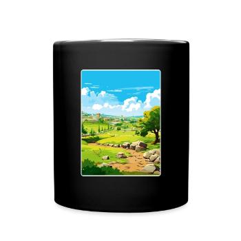 Troie Turquie Voyage Affiche Souvenir Carte Postale Peinture - Mug uni - noir - Devant