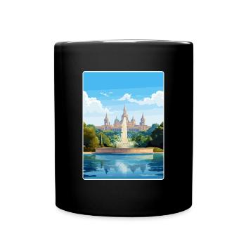Barcelona Spanien Reise Poster Souvenir Farbe WPA - Tasse einfarbig - Schwarz - Vorne