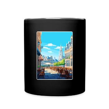 Brussels Belgium Travel Poster Souvenir Paint WPA - Full Colour Mug - black - Front