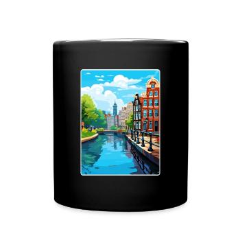 Amsterdam Netherlands Travel Poster Souvenir WPA - Full Colour Mug - black - Front
