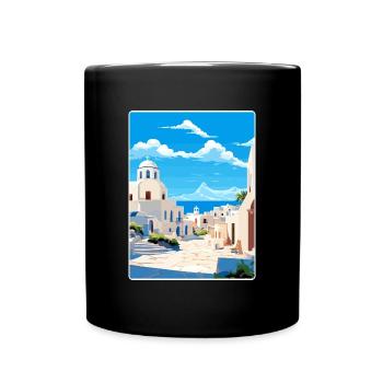 Kos Grèce Affiche de voyage Souvenir Carte Postale Peinture - Mug uni - noir - Devant