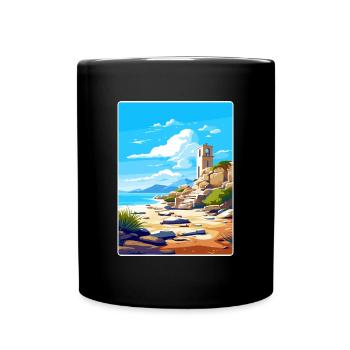 Délos Grèce Affiche de voyage Souvenir Carte Postale Peinture - Mug uni - noir - Devant