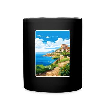 Héraklion Grèce Affiche de voyage Peinture Souvenir WPA - Mug uni - noir - Devant
