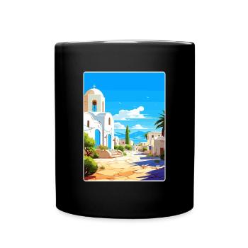 Kos Grèce Affiche de voyage Souvenir Carte Postale Peinture - Mug uni - noir - Devant