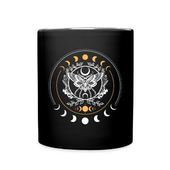 Himmlische Motten-Mandala - Tasse einfarbig - Schwarz - Vorne