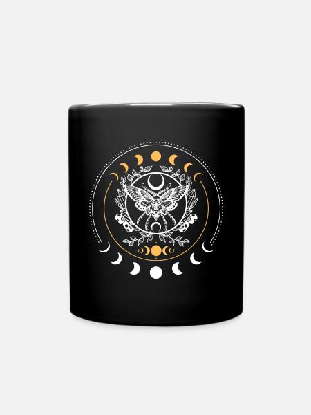 Himmlische Motten-Mandala - Tasse einfarbig - Schwarz