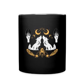 Emblem der Lunaren Wölfe - Tasse einfarbig - Schwarz - Vorne