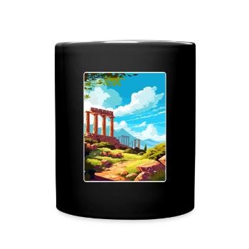 Antikes Korinth Griechenland Reiseposter Souvenir WPA - Tasse einfarbig - Schwarz - Vorne