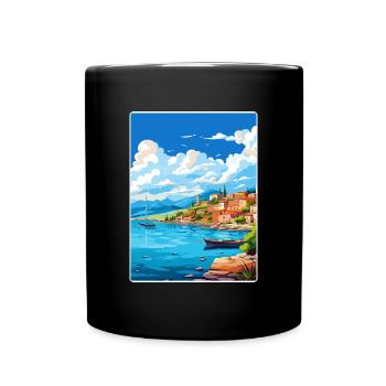 Chania Griechenland Reise Poster Souvenir Malerei WPA - Tasse einfarbig - Schwarz - Vorne