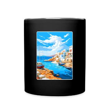 Folegandros Griechenland Reise Poster Souvenir Farbe WP - Tasse einfarbig - Schwarz - Vorne