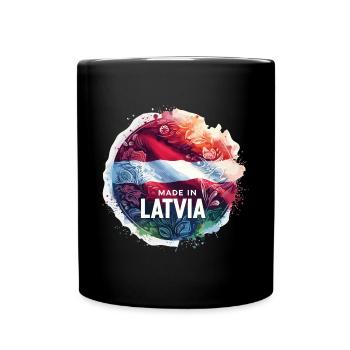 Made in Lettland Geschenk - Tasse einfarbig - Schwarz - Vorne