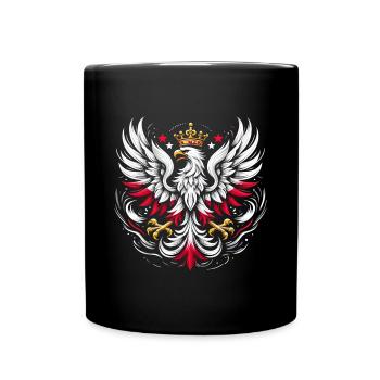 Polen Polska polnisch rot weiß Adler Krone - Tasse einfarbig - Schwarz - Vorne