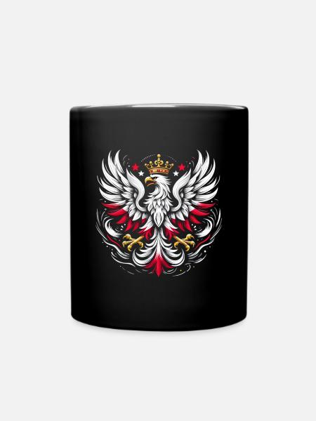 Poland Polska Polish Red White Eagle Crown - Full Colour Mug - black