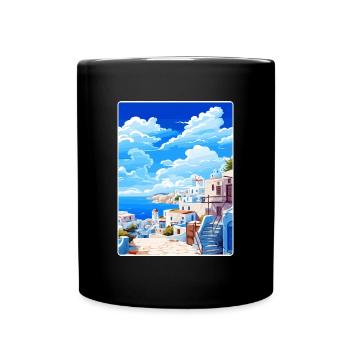 Mykonos Grèce Affiche de voyage Peinture Souvenir WPA - Mug uni - noir - Devant