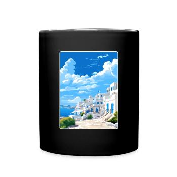 Mykonos Grèce Affiche de voyage Peinture Souvenir WPA - Mug uni - noir - Devant