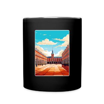 Madrid Espagne Affiche de voyage Souvenir Carte Postale Peinture - Mug uni - noir - Devant
