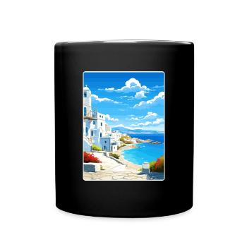 Paros Greece Travel Poster Souvenir Postcard Paint - Full Colour Mug - black - Front
