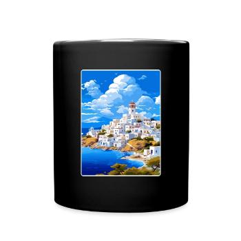 Patmos Griechenland Griechisch Vintage Reise Poster Souvenir - Tasse einfarbig - Schwarz - Vorne