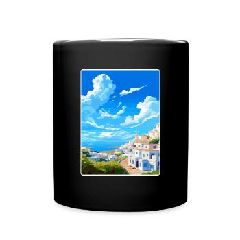 Patmos Griechenland Griechisch Vintage Reise Poster Souvenir - Tasse einfarbig - Schwarz - Vorne