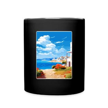 Paros Greece Travel Poster Souvenir Postcard Paint - Full Colour Mug - black - Front