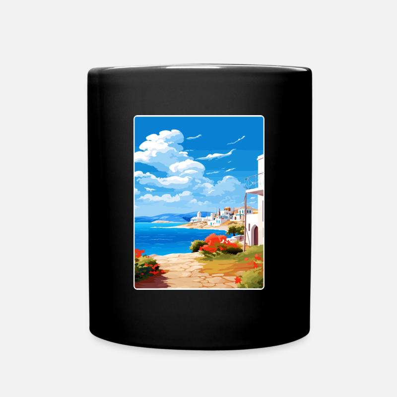 Paros Grèce Affiche de voyage Peinture de carte postale souvenir - Mug uni - noir