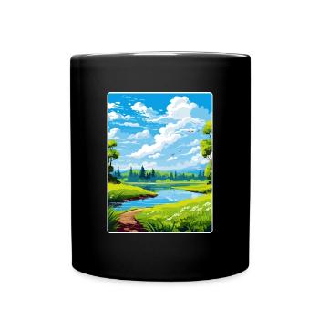 Donau Auen Deutschland Reiseposter Souvenir Farbe WP - Tasse einfarbig - Schwarz - Vorne