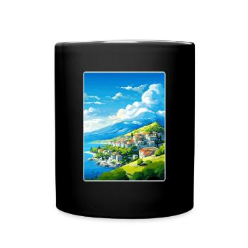 Mont Pélion Grèce Affiche de voyage vintage Souvenir - Mug uni - noir - Devant