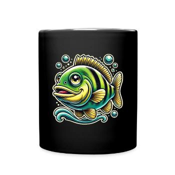 Barsch Flussbarsch Design - Tasse einfarbig - Schwarz - Vorne