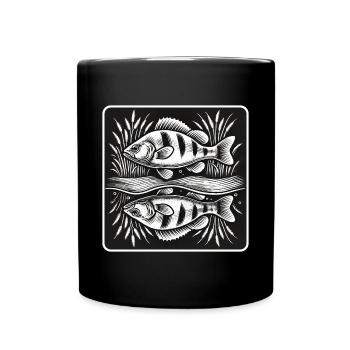 Perch fish angel design - Full Colour Mug - black - Front