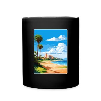 Costa Dorada Espagne Affiche de voyage Peinture Souvenir WP - Mug uni - noir - Devant