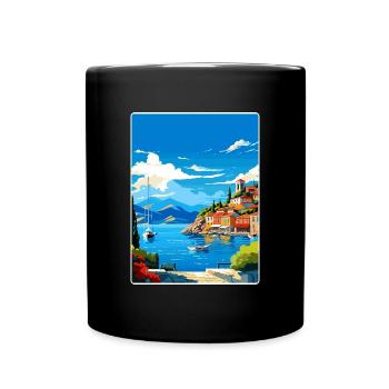 Parga Grèce Affiche de voyage Souvenir Carte Postale Peinture - Mug uni - noir - Devant