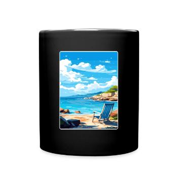 Crète Grèce Affiche de voyage Peinture de carte postale souvenir - Mug uni - noir - Devant