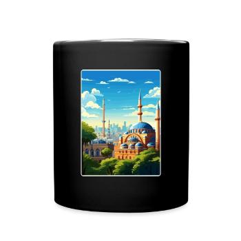 Istanbul Türkei Reise Poster Souvenir Farbe WPA - Tasse einfarbig - Schwarz - Vorne