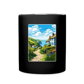 Cadgwith Cornwall England Reiseposter Souvenir - Tasse einfarbig - Schwarz - Vorne