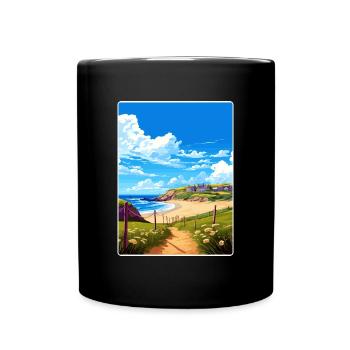 Holywell Bay, Cornwall, England, Reiseposterkarte - Tasse einfarbig - Schwarz - Vorne