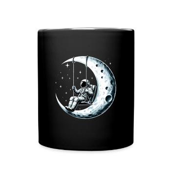 Astronaut Raumfahrer schaukeln Schaukel Mond Gesch - Tasse einfarbig - Schwarz - Vorne