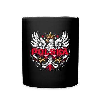 Polen Polska polnisch rot weiß Adler Krone Geschen - Tasse einfarbig - Schwarz - Vorne