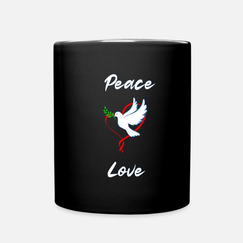 Peace and Love - Full Colour Mug - black
