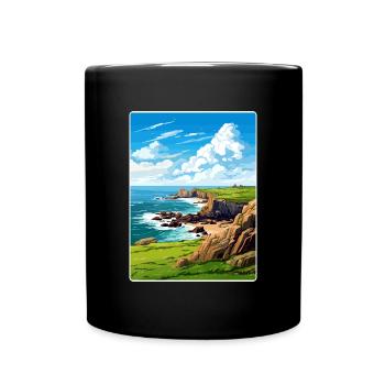 Lands End Cornwall England Travel Poster Souvenir - Full Colour Mug - black - Front