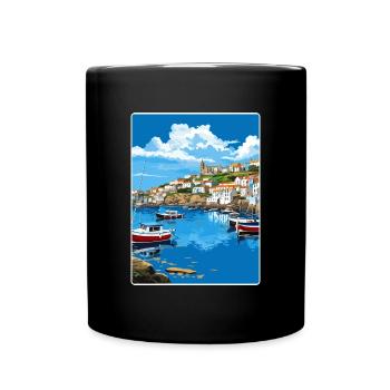 Mevagissey Angleterre Affiche de voyage Peinture Souvenir WP - Mug uni - noir - Devant