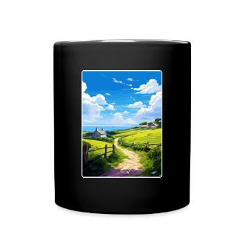 Lamorna Cornwall England Reiseposter Souvenir - Tasse einfarbig - Schwarz - Vorne